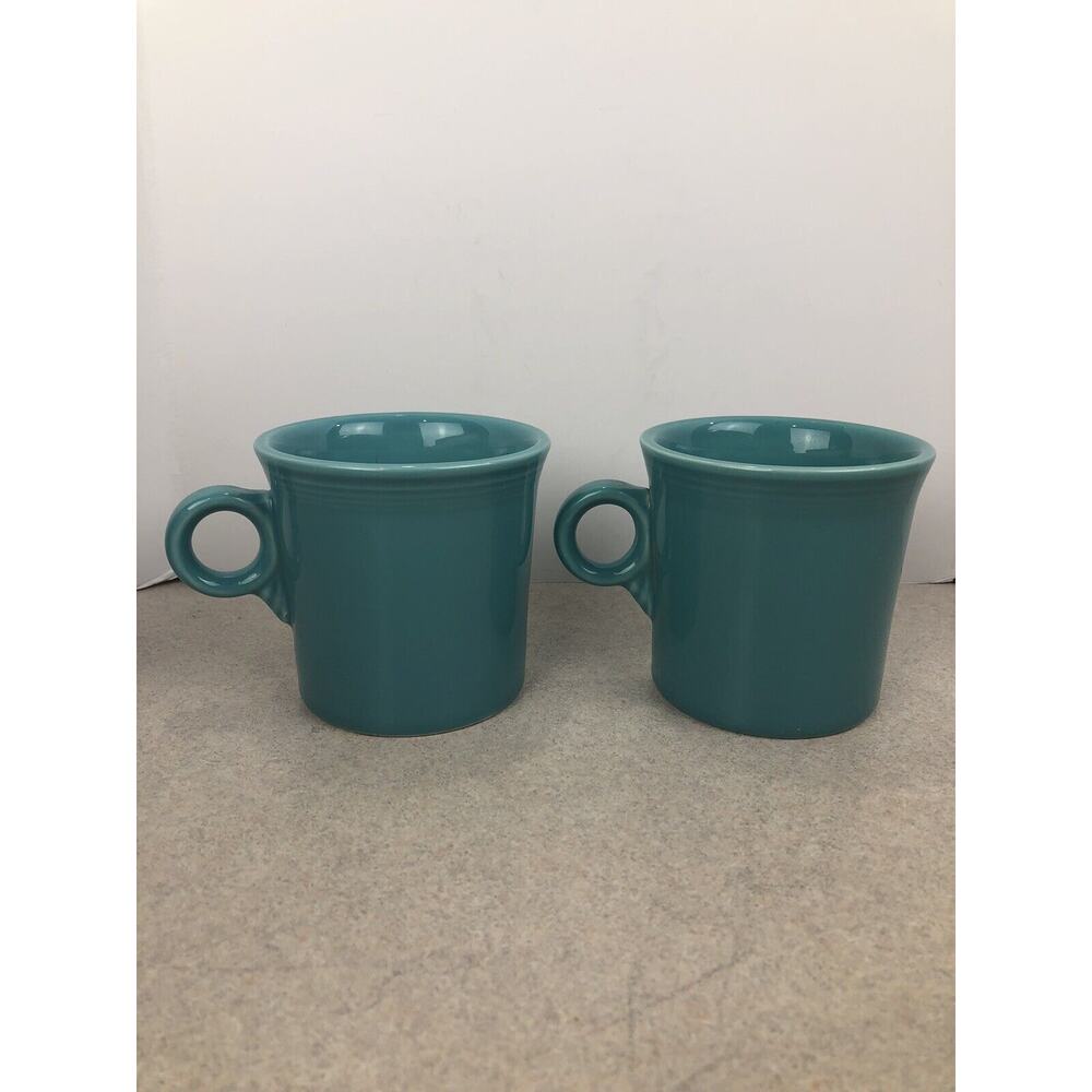 HLC Fiestaware Teal Turquoise O Ring Handle‎ Coffee Mugs Cups 10oz Fiesta Java